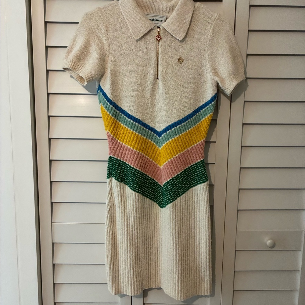 Elegant Chevron Knit Mini Dress